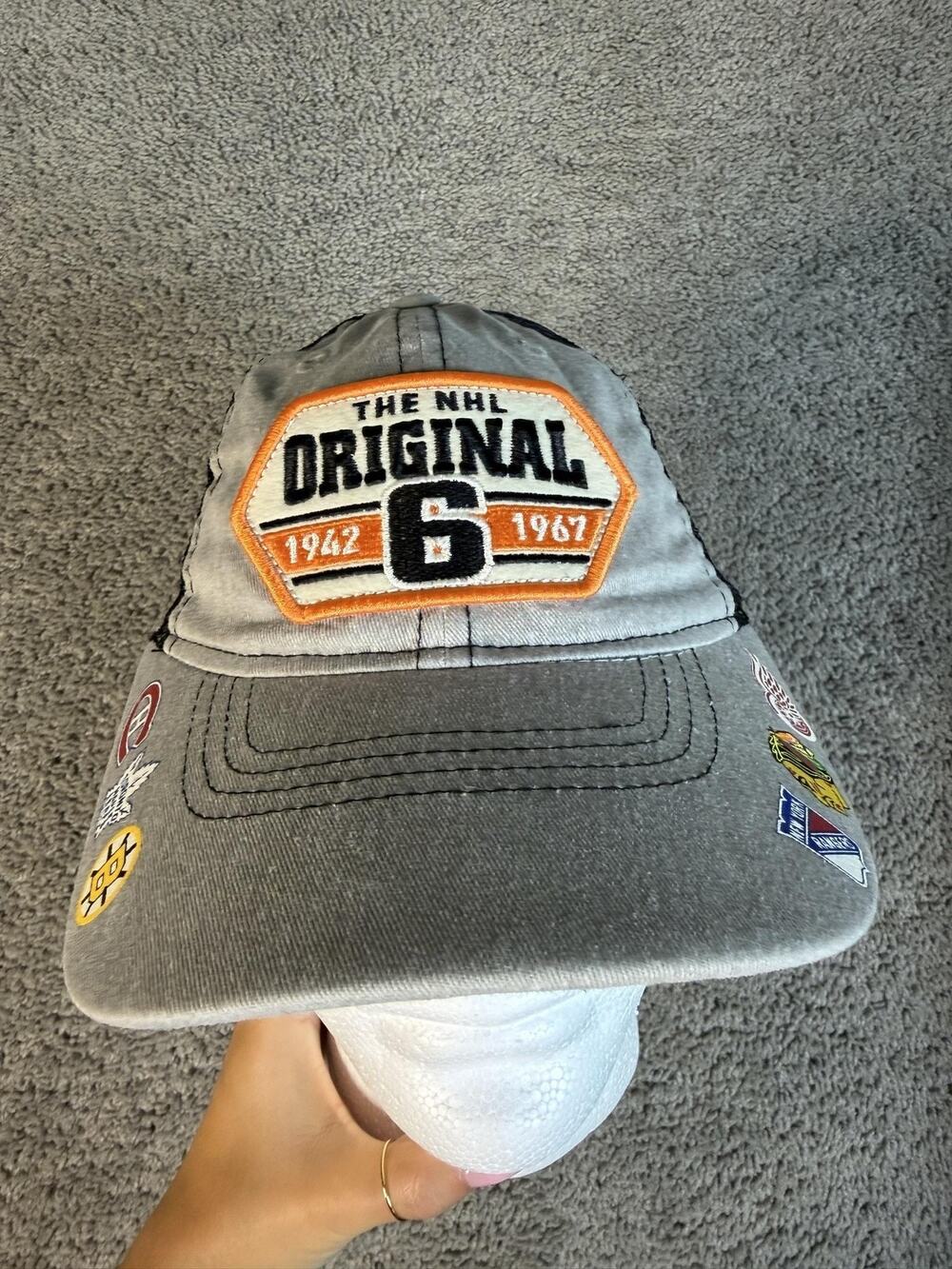 NHL Original 6 Hat Cap Snap Back Mens One Size Gray NHL Hockey CCM Trucker